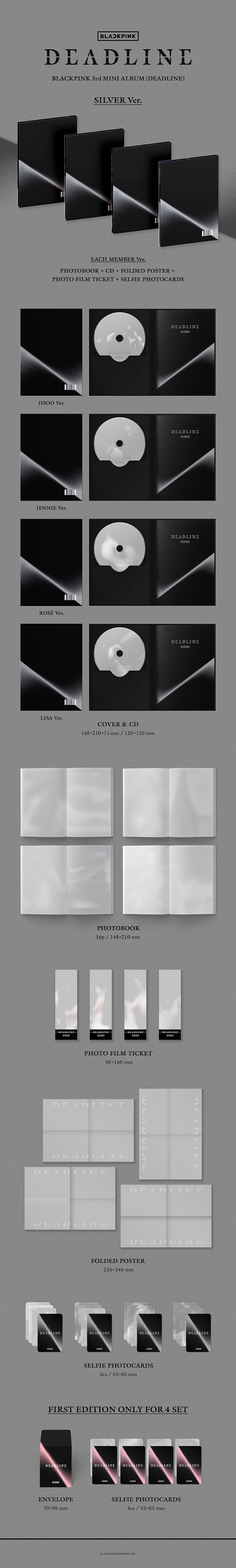 BLACKPINK ALBUM [DEADLINE] SILVER4種セット BLACKPINK 3rd Mini Album [DEADLINE] SILVER 4Ver SET CD+P.Book+P