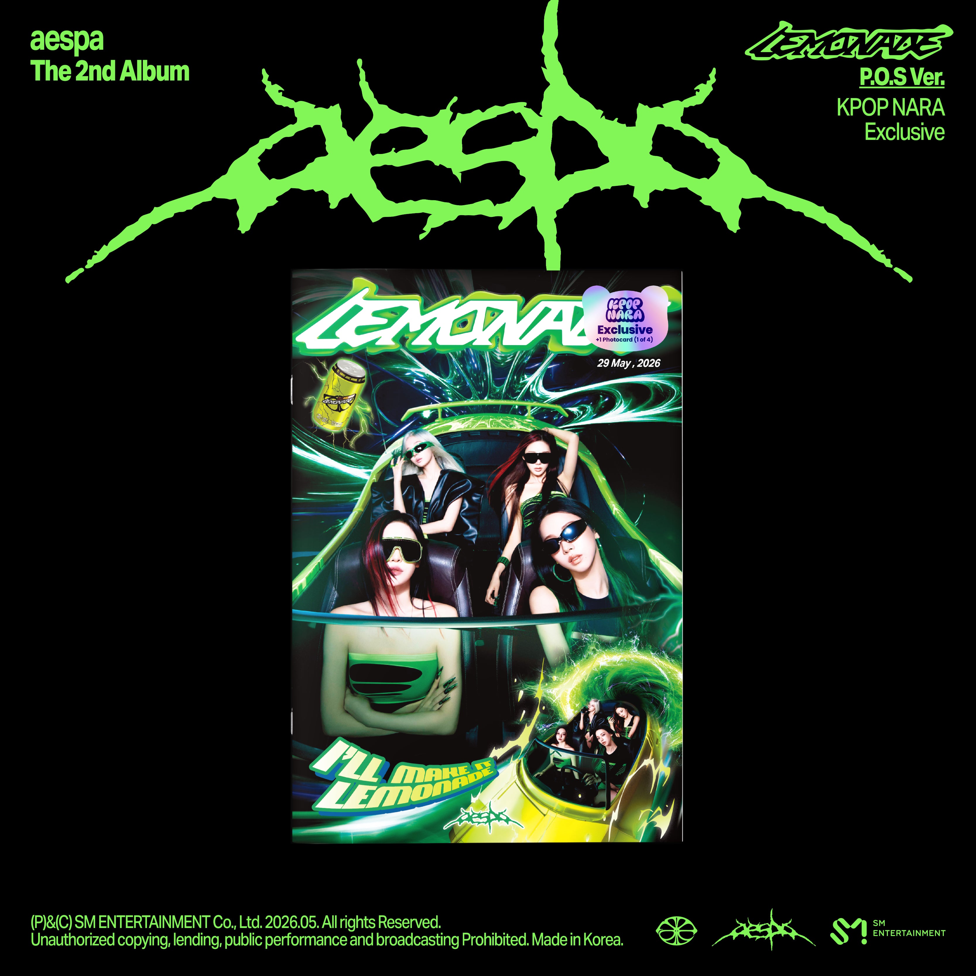 PRE-ORDER] aespa - The 2nd Album 'LEMONADE' (P.O.S. Ver.) (Kpop Nara
