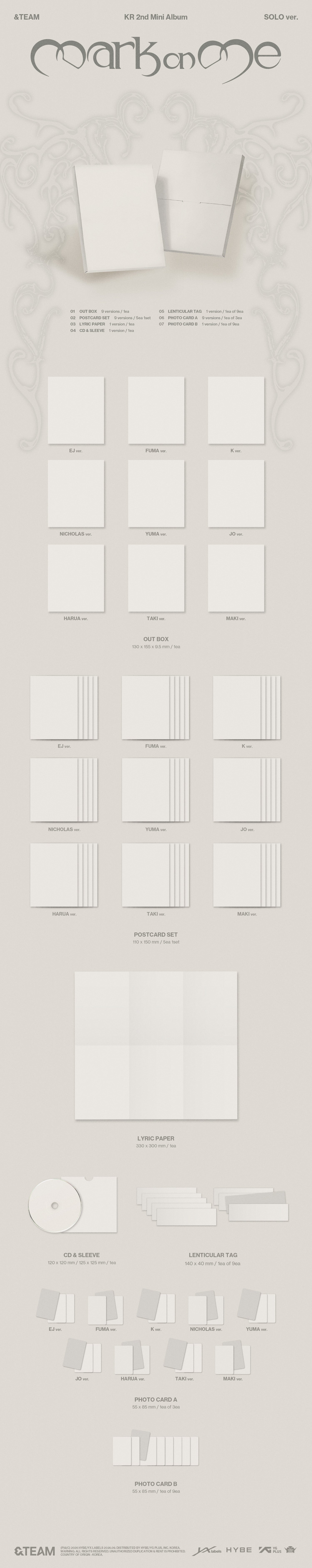 PRE-ORDER] &TEAM - Mark On Me (Solo ver.) (KPOP NARA Exclusive