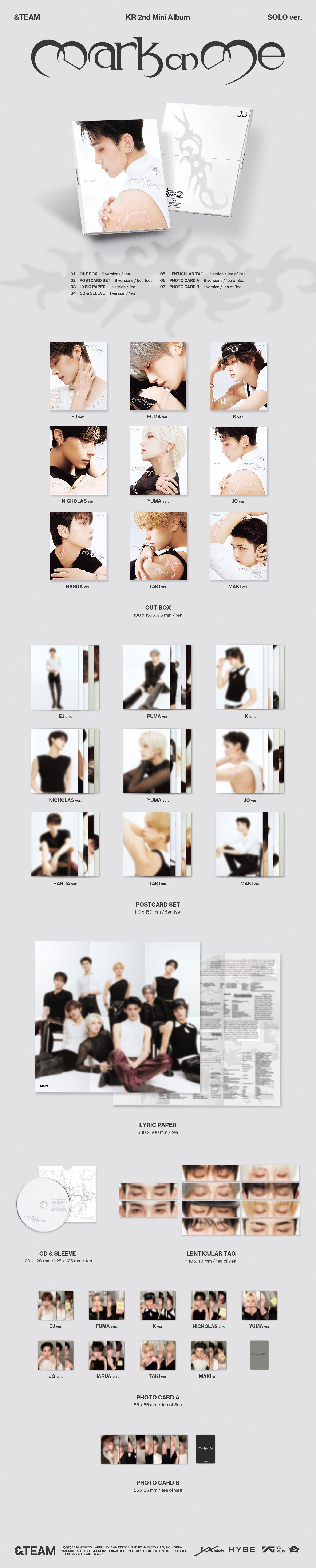【匿名配送】&TEAM K kpop nara PRE-ORDER] &TEAM - Mark On Me (Solo ver.) (KPOP NARA Exclusive