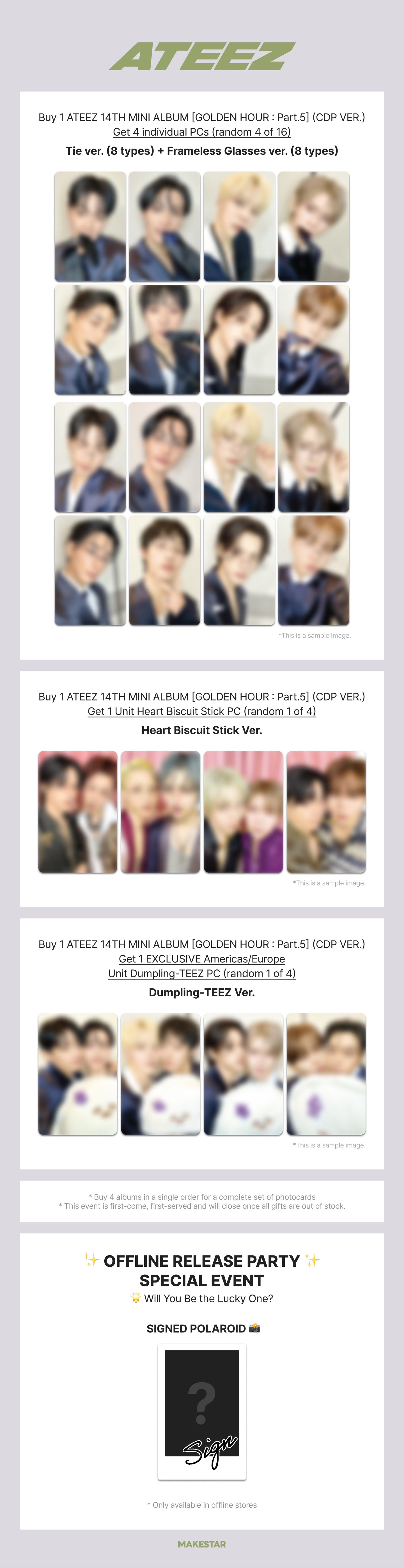 MAKESTAR Photocard Event] ATEEZ - 14TH MINI ALBUM [GOLDEN HOUR