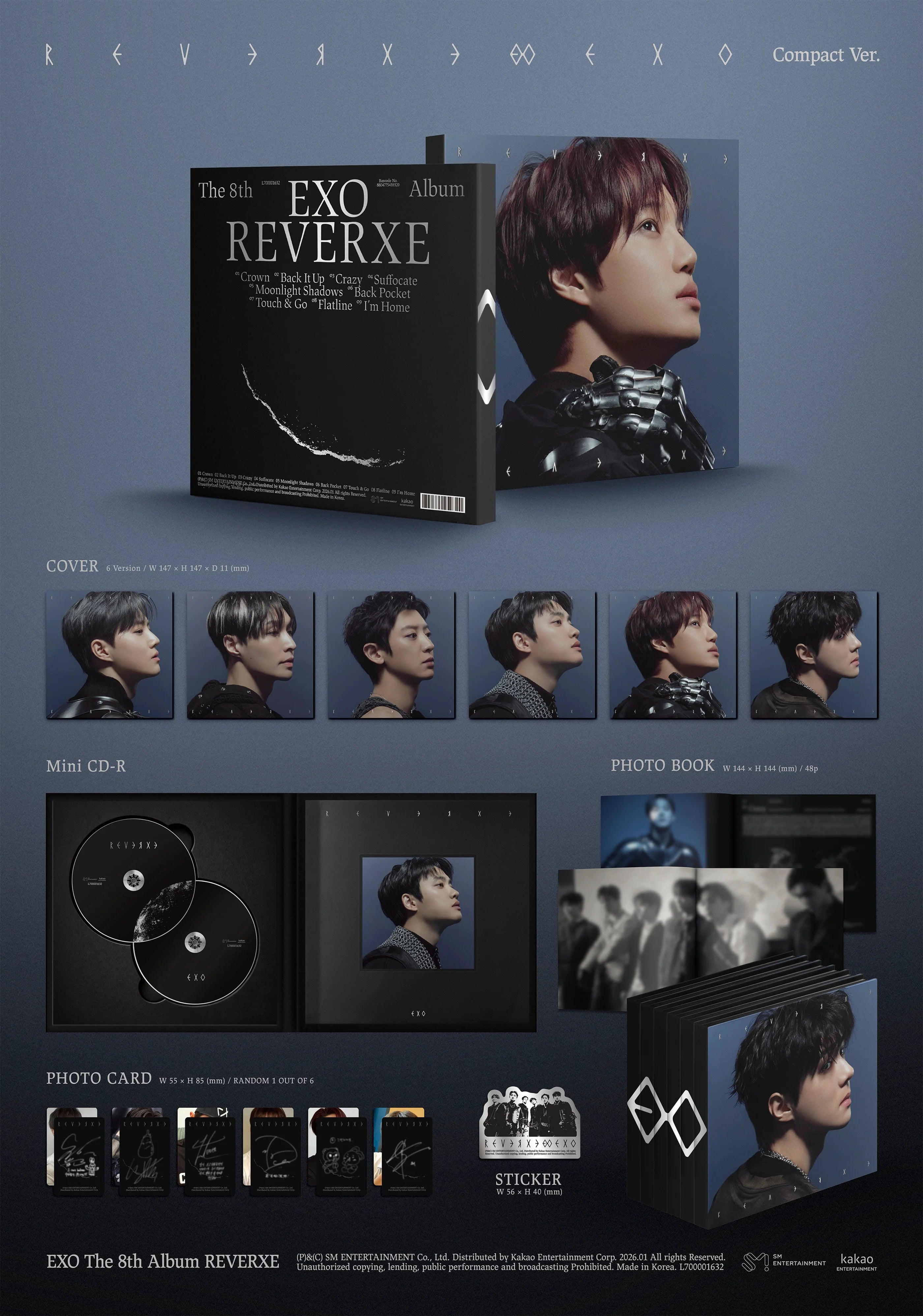 EXO - REVERXE (THE 8TH ALBUM) [COMPACT VER.] [KPOP NARA EXCLUSIVE