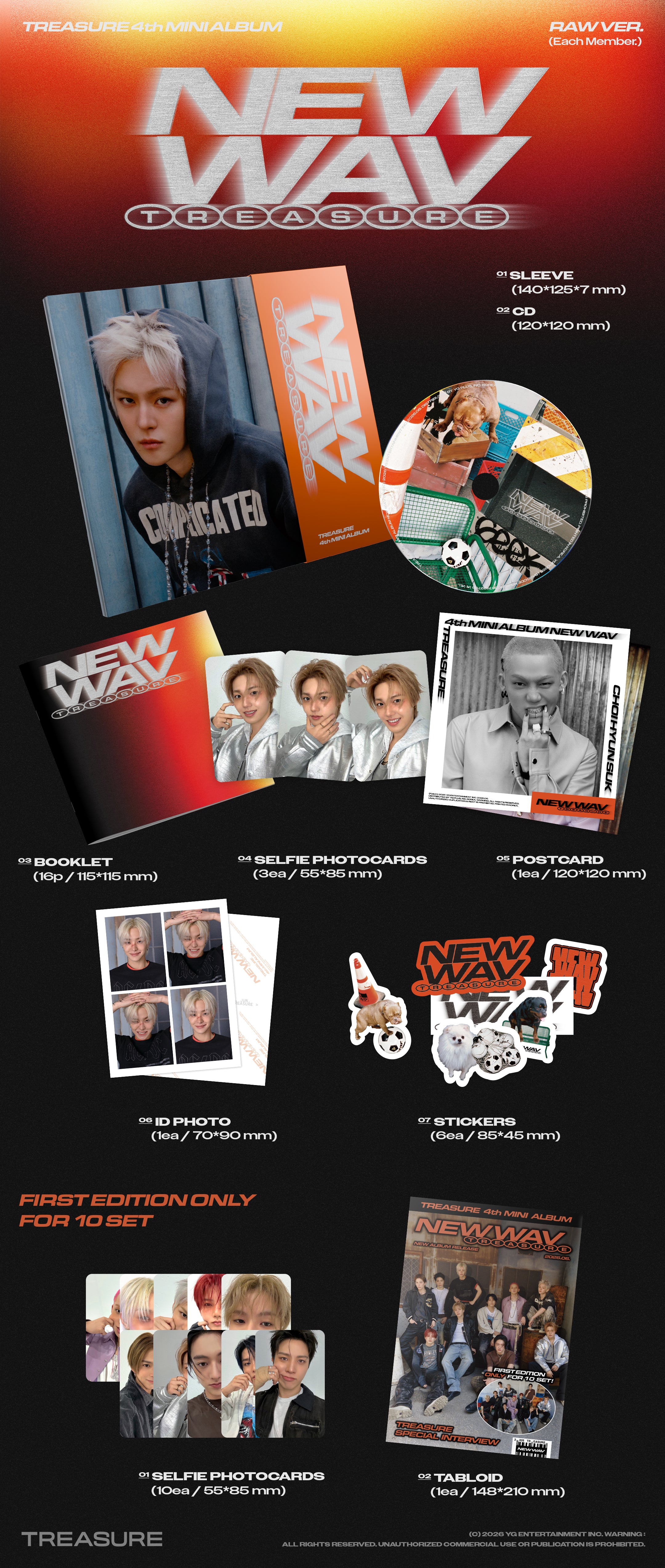 PRE-ORDER] TREASURE - 4th MINI ALBUM [NEW WAV] (RAW VER.) (Kpop Nara