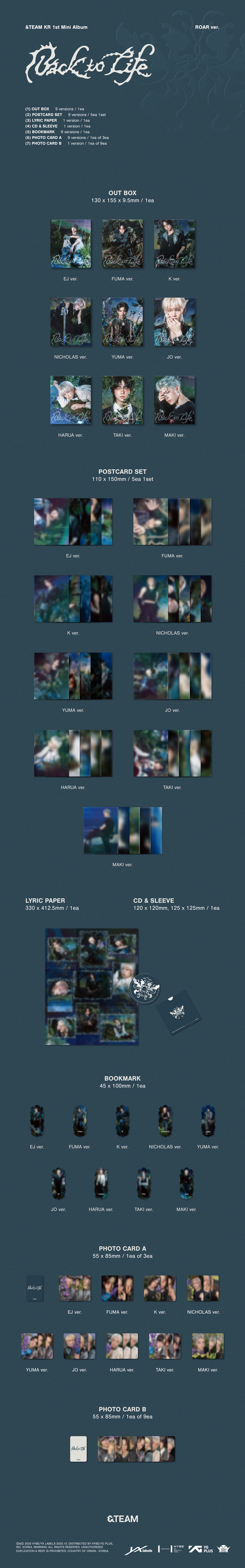 &TEAM - BACK TO LIFE (1ST KR MINI ALBUM) [ROAR] – Kpop Nara