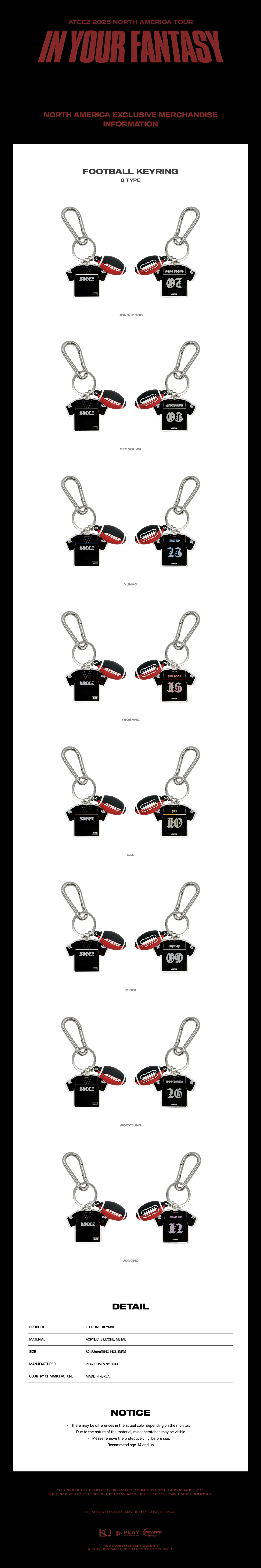 ATEEZ - IN YOUR FANTASY FOOTBALL KEYRING