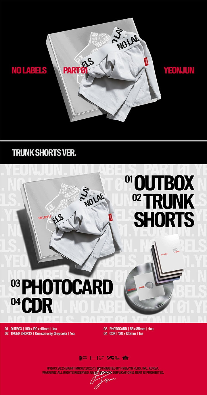 [PRE-ORDER] TXT: YEONJUN - NO LABELS : PART 01 [TRUNK SHORTS]