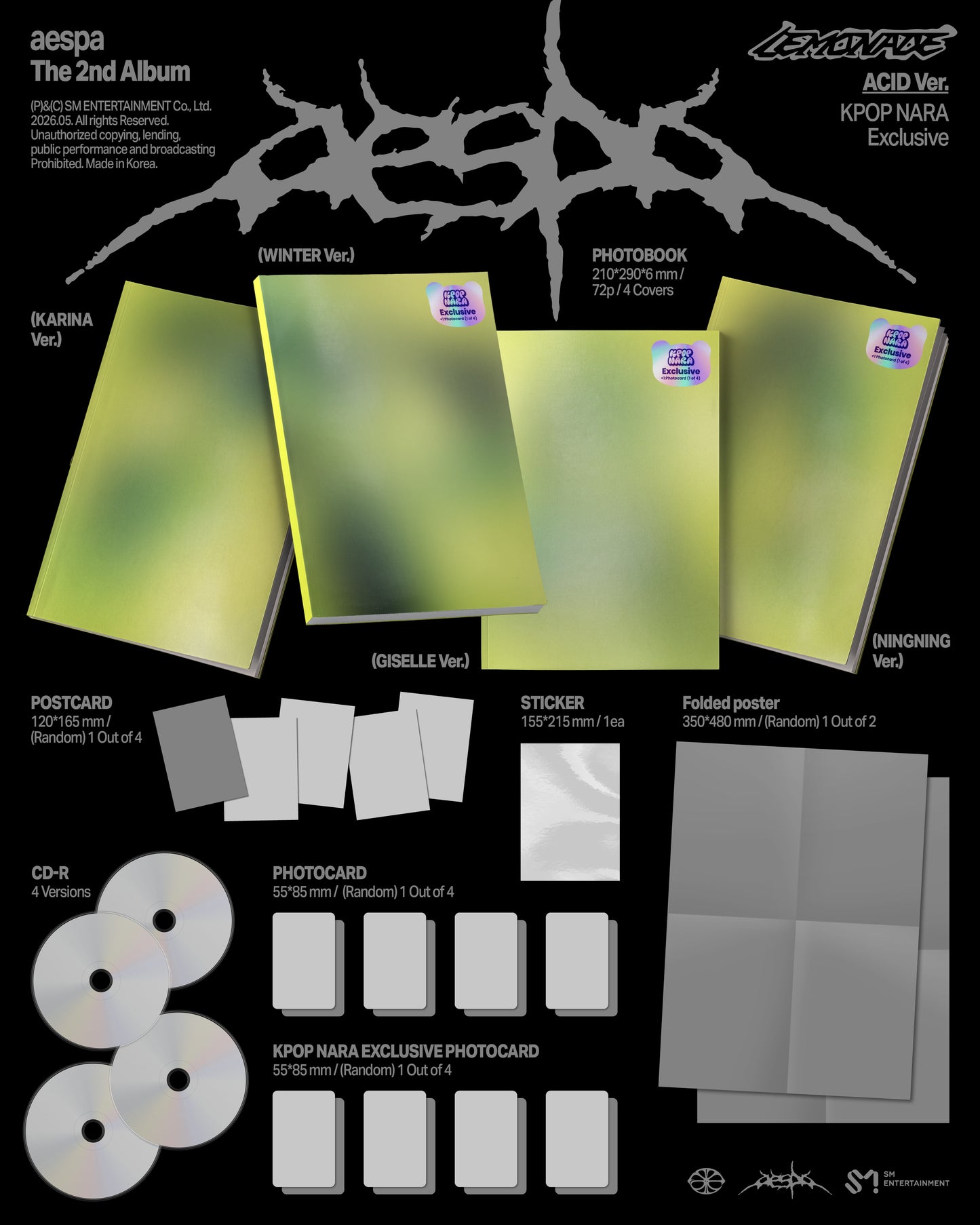 [PRE-ORDER] aespa - The 2nd Album ‘LEMONADE’ (ACID Ver.) (Kpop Nara Exclusive)