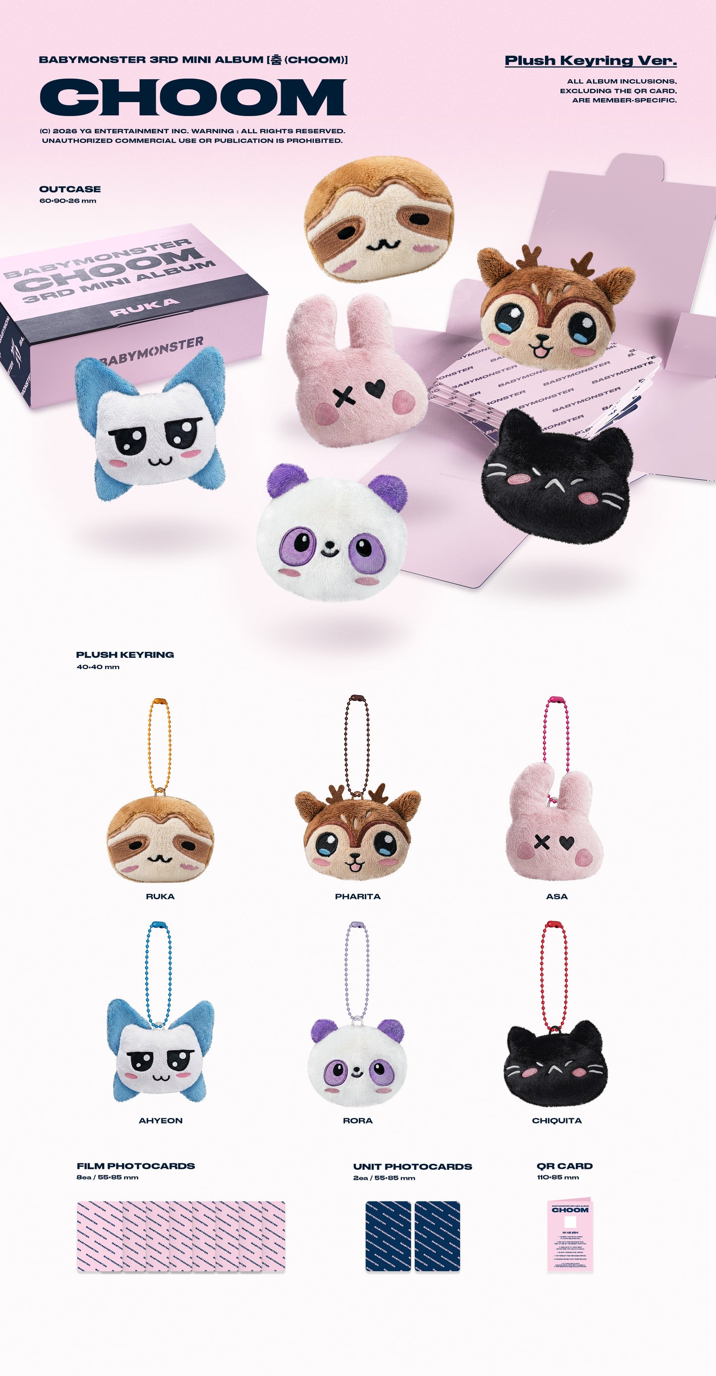 [PRE-ORDER] BABYMONSTER - CHOOM (3RD MINI ALBUM) [PLUSH KEYRING VER.]