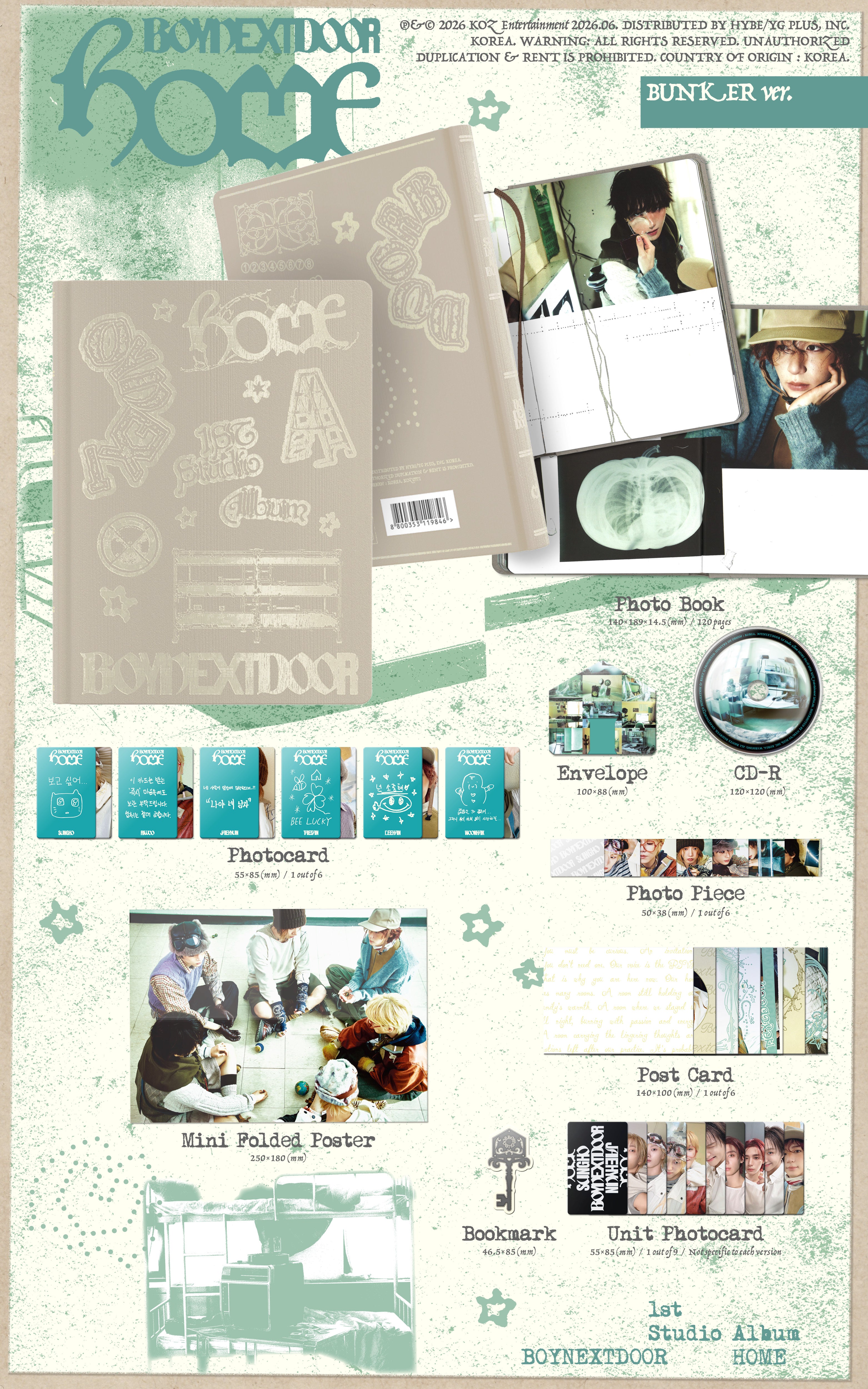 BOYNEXTDOOR - 1st STUDIO ALBUM 'HOME' (BUNKER ver.) (Kpop Nara Exclusi