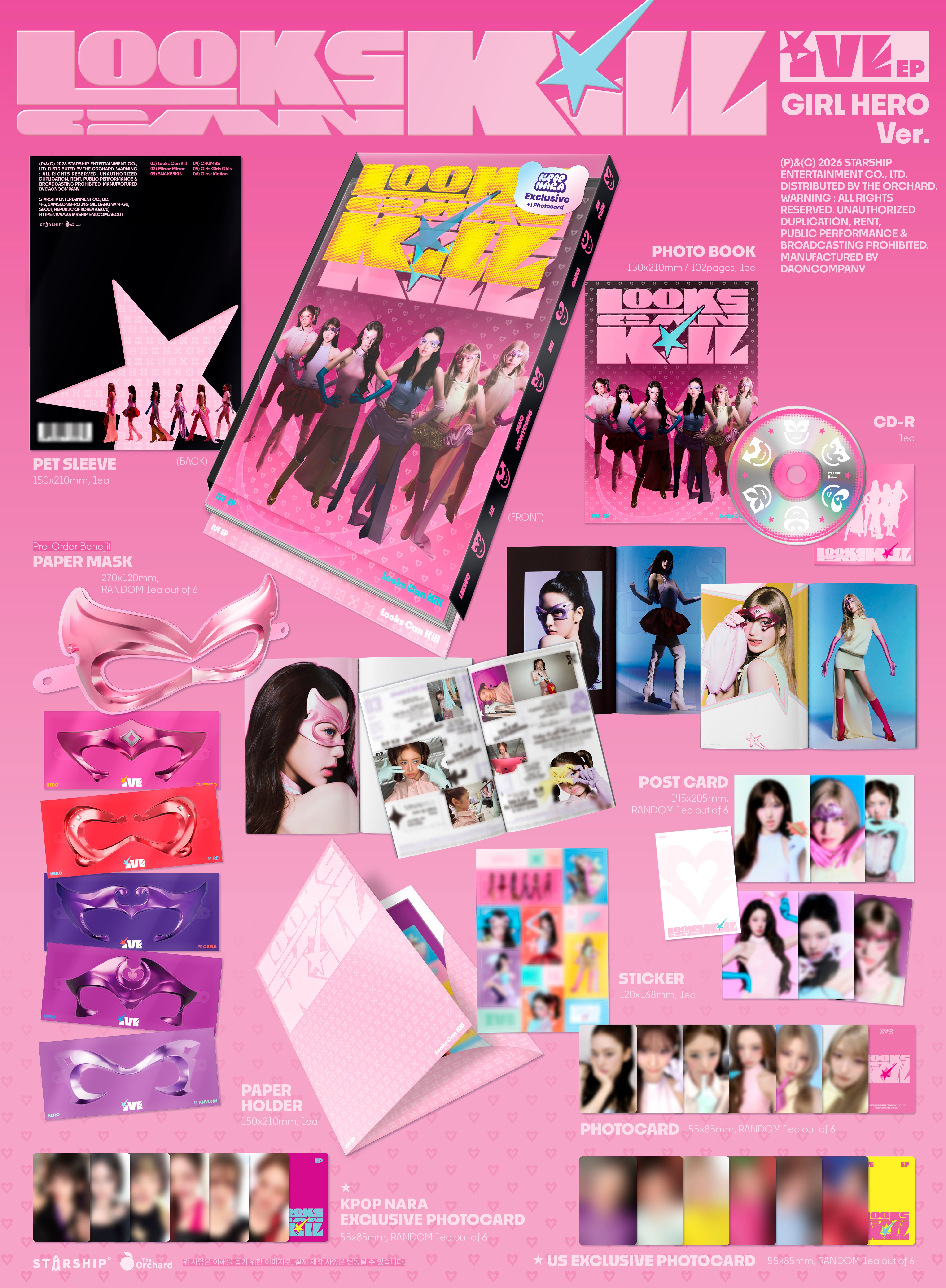 PRE-ORDER] IVE - LOOKS CAN KILL (GIRL HERO Ver.) (Kpop Nara Exclusive
