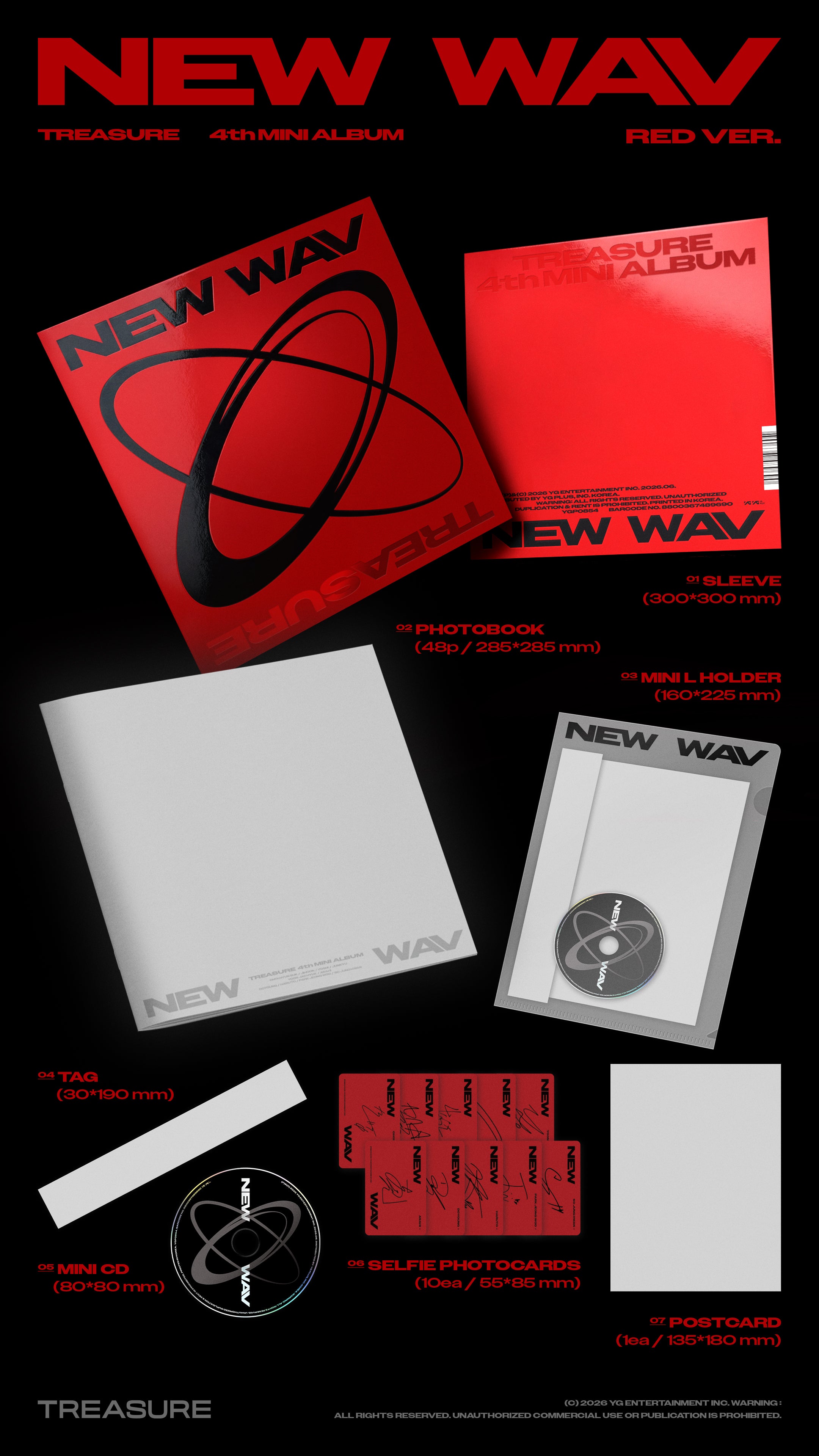 PRE-ORDER] TREASURE - 4th MINI ALBUM [NEW WAV] (RED/ICE VER