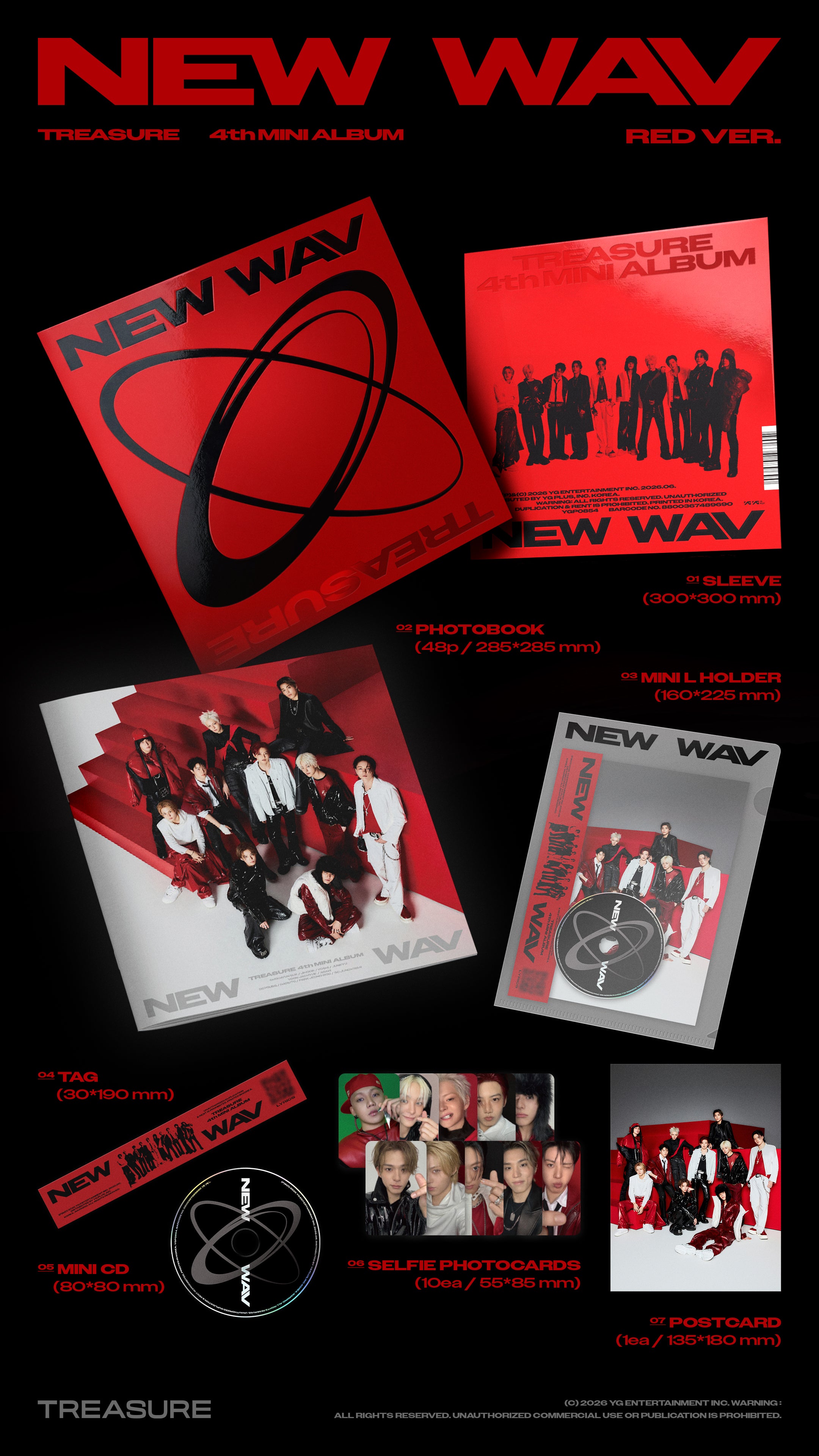 PRE-ORDER] TREASURE - 4th MINI ALBUM [NEW WAV] (RED/ICE VER