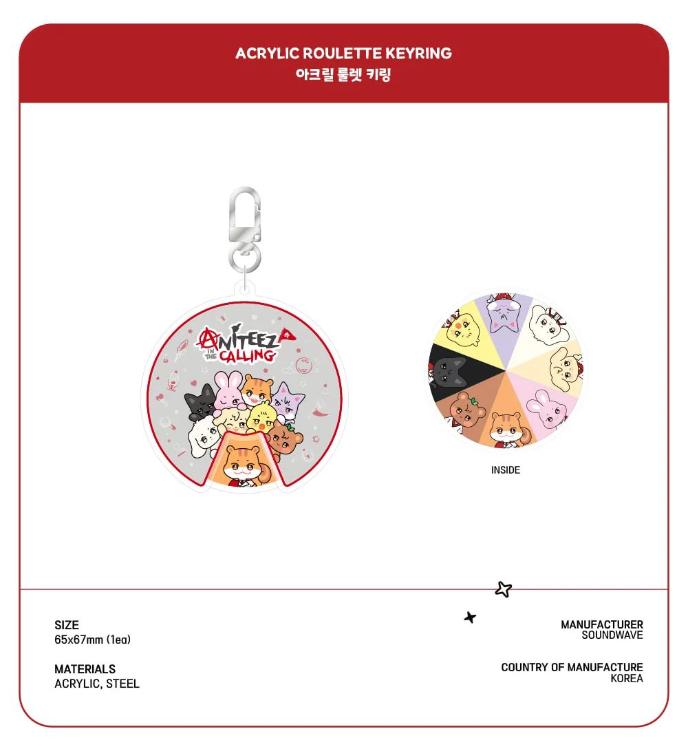 ATEEZ - ANITEEZ IN THE CALLING ACRYLIC ROULETTE KEYRING